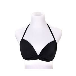 Shade & Shore Black Light Lift Twist Bikini Swim Top 34C Beach Bombshell
